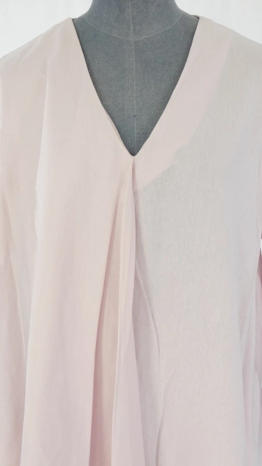 COS Top Blouse Tunic Lagenlook Asymmetric Pale Pink Ruffle Long Sleeve Size S - Image 3 of 4