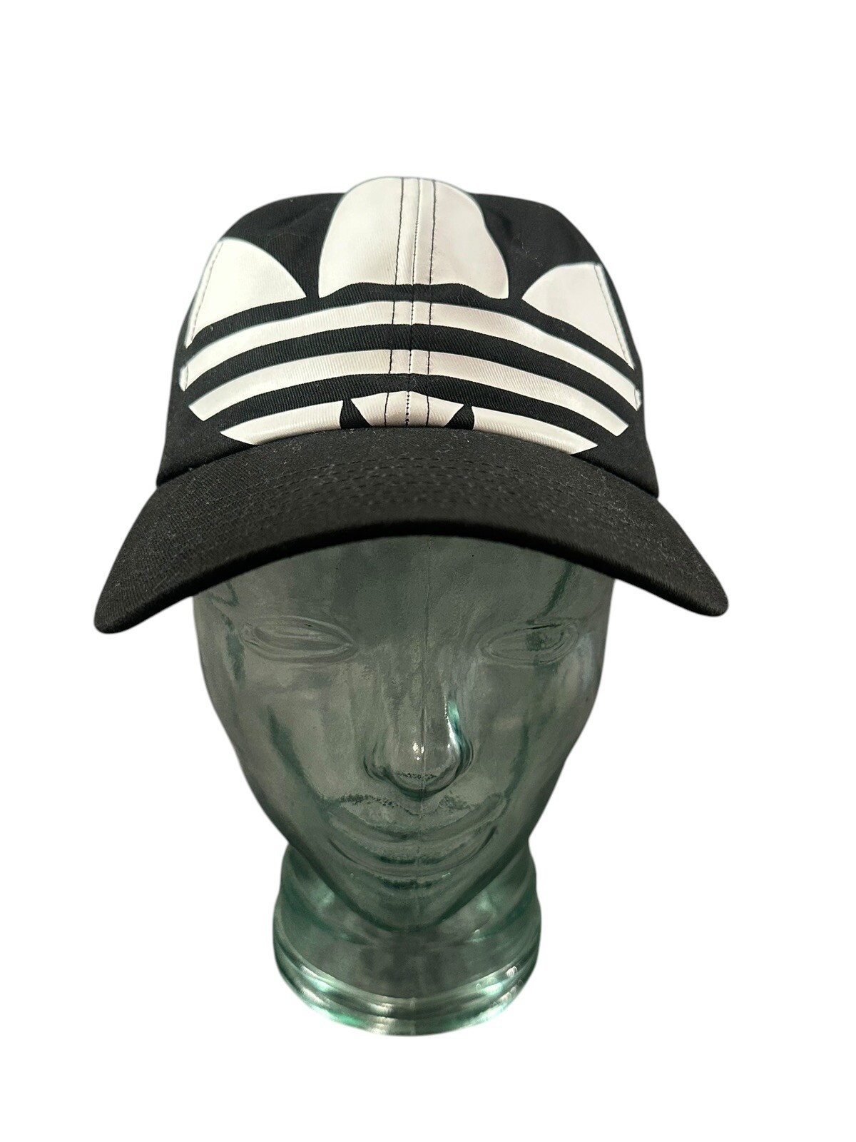 Adidas Originals Black Big Trefoil Adjustable Strapback Cotton Cap OSFA