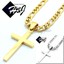 Stainless Steel Figaro Chain With Cross Pendant - 18" To 36", Silver Or Gold Plated
