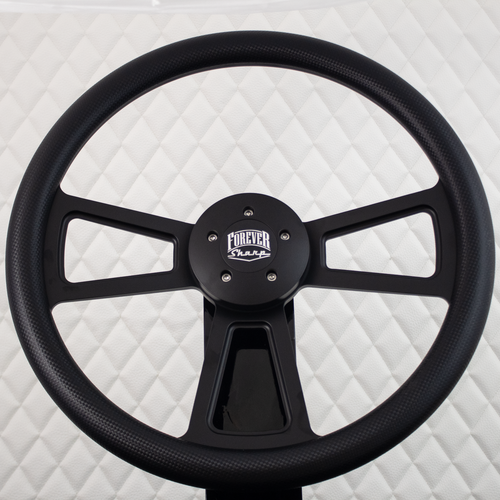 18" Black Aluminum Steering Wheel Big Rig Carbon Fiber Vinyl 5 Hole Semi Truck - Foto 2 di 7