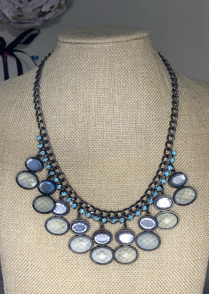 NY Multicolor Rhinestones Dangle Statement 18” Ad… - image 5