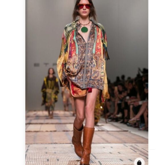 Silk Blazer Mixed Print Patchwork Button Up Jacke… - image 4