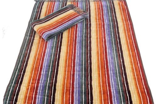 MISSONI HOME TOWEL SET CHEVRONS 3D EFFECT VELOUR FRINGE ECOLOGIC NATHAN 156 - Picture 2 of 8