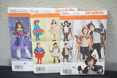 LOT OF 3 NEW SIMPLICITY PATTERNS CHILDS HALLOWEEN DRESS UP COSTUME PATTERNS OWL