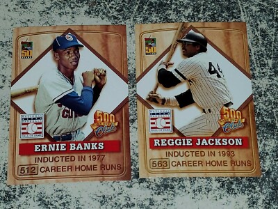 REGGIE JACKSON 563 ERNIE BANKS 512 BASEBALL CARDS TOPPS POST 500 CLUB