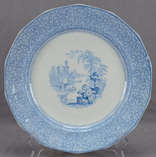 G. Phillips Marino Blue Transferware Pearlware 10 5/8 Inch Plate C. 1834-1848 B