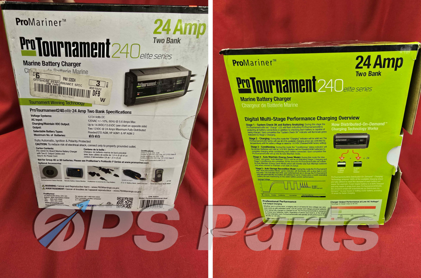 NEW Promariner ProTournament 240 Elite 24 Amp 2 Bank Battery Charger # 52024