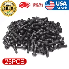 25pcs Tire VALVE STEMS TR 413 Snap-In Car Auto Short Rubber Tubeless Tyre Black