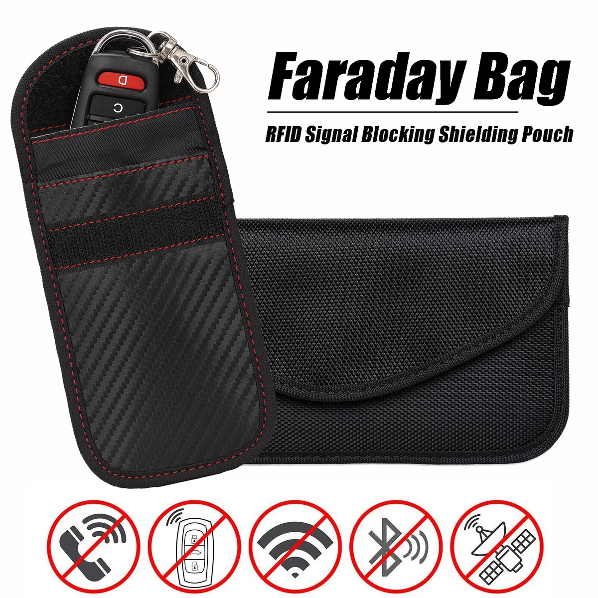 Faraday Bag // RFID Signal Blocking Shielding Pouch // Cell Phone Wallet  Case