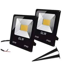 30W LED Flood Light 12V~24V AC/DC Outdoor Landscape Lighting 3000K 30w-2 Pack