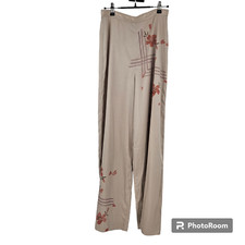 Vintage Lillie Rubin Trouser Pants Brown Red Floral Wide Leg High Waist Size 12