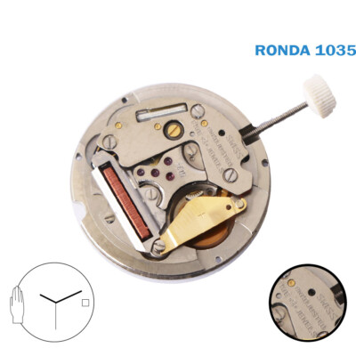 Ronda 1035 Genuine SWISS  Made Quartz Movement White Date Disk at 3.