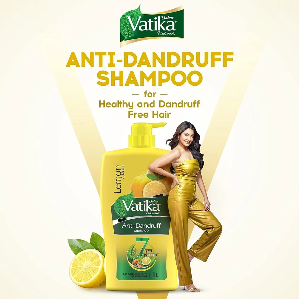 Dabur Vatika Lemon Anti-Dandruff Shampoo - 340ml Reduces Dandruff from 1st wash - Image 2 of 4