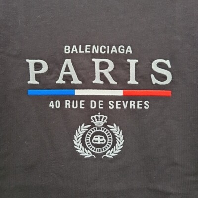 Balenciaga Paris Flag Short Sleeved T-Shirt Black - Medium NEW