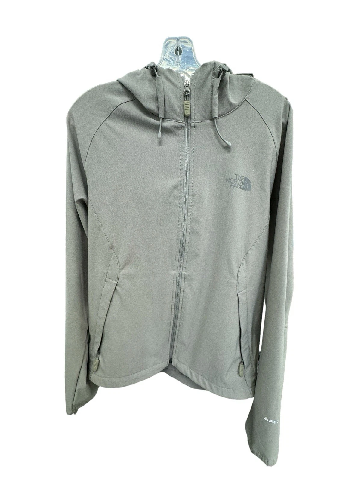 The North Face Hoodie Womens Medium Gray Poly Half Dome Full Zip Logo Pockets