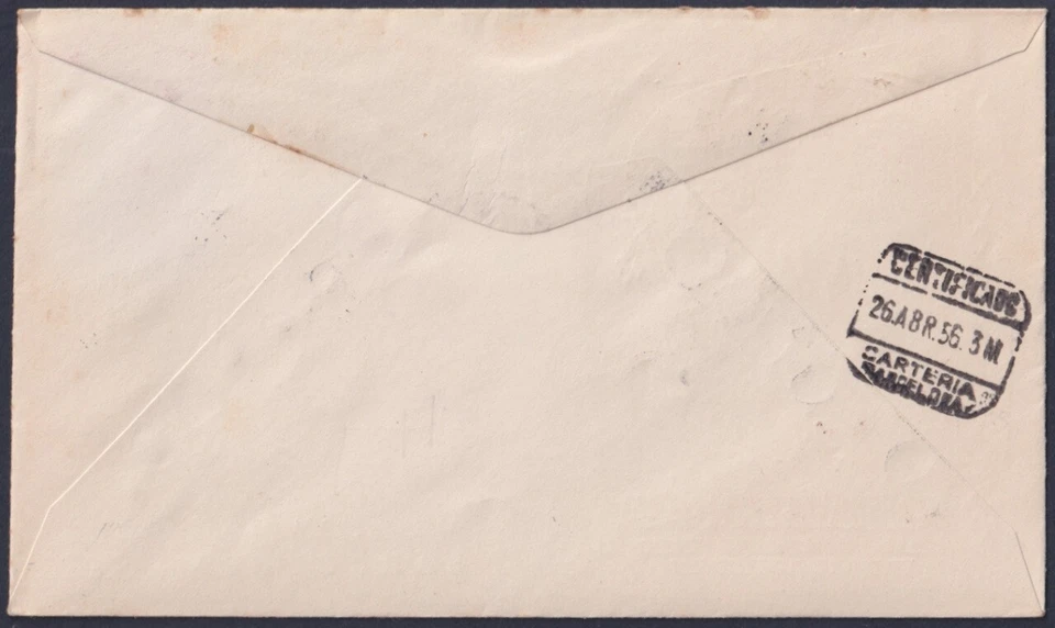 F-EX45790 GUINEA EQUATORIAL 1956 REG FDC AIR MAIL 10ptas SOCCER FOOTBALL. - Image 2 of 2