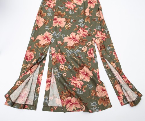 Suttles and Seawinds Vintage Green Pink Floral Maxi Dress Size Small - Picture 4 of 6