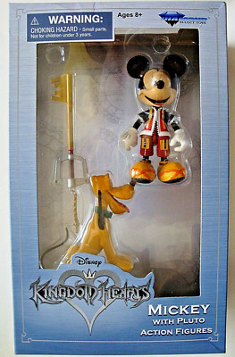 DISNEY KINGDOM HEARTS,SERIES 1,MICKEY MOUSE,& PLUTO FIGURES,W/ KEYBLADE,8+,NEW