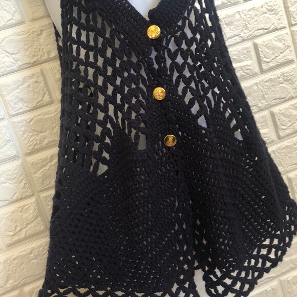 Free People knit open front crochet sweater vest Gem