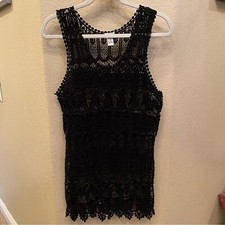 FOREVER 21 Women Black Crochet Short Dress Size S/M