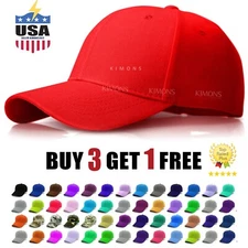 Plain Baseball Cap Solid Color Blank Army Hat Ball Men Women Hook-N-Loop VC wool