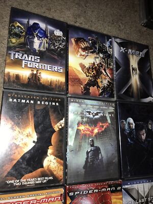 9 Superhero DVDs X-men X2 Last Stand Spider-man Dark Knight Batman