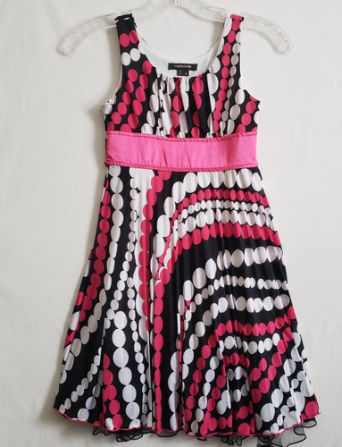 Mymichelle Girls Size 8 Dress Sleeveless Tulle Pink Colorful Empire Flare Party
