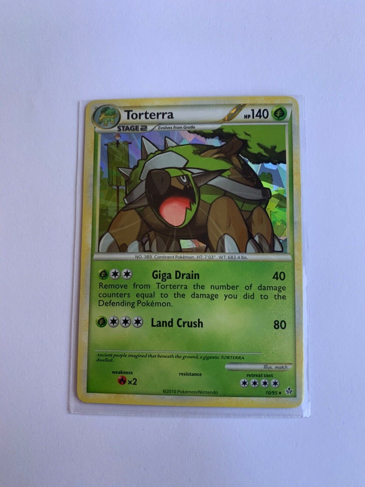 Torterra HS-Unleashed 10/95 - 2010 Nintendo - Pokemon Card - HOLO - NM