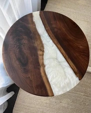 21" Wood And Epoxy Resin Coffee Table Top Handmade Work