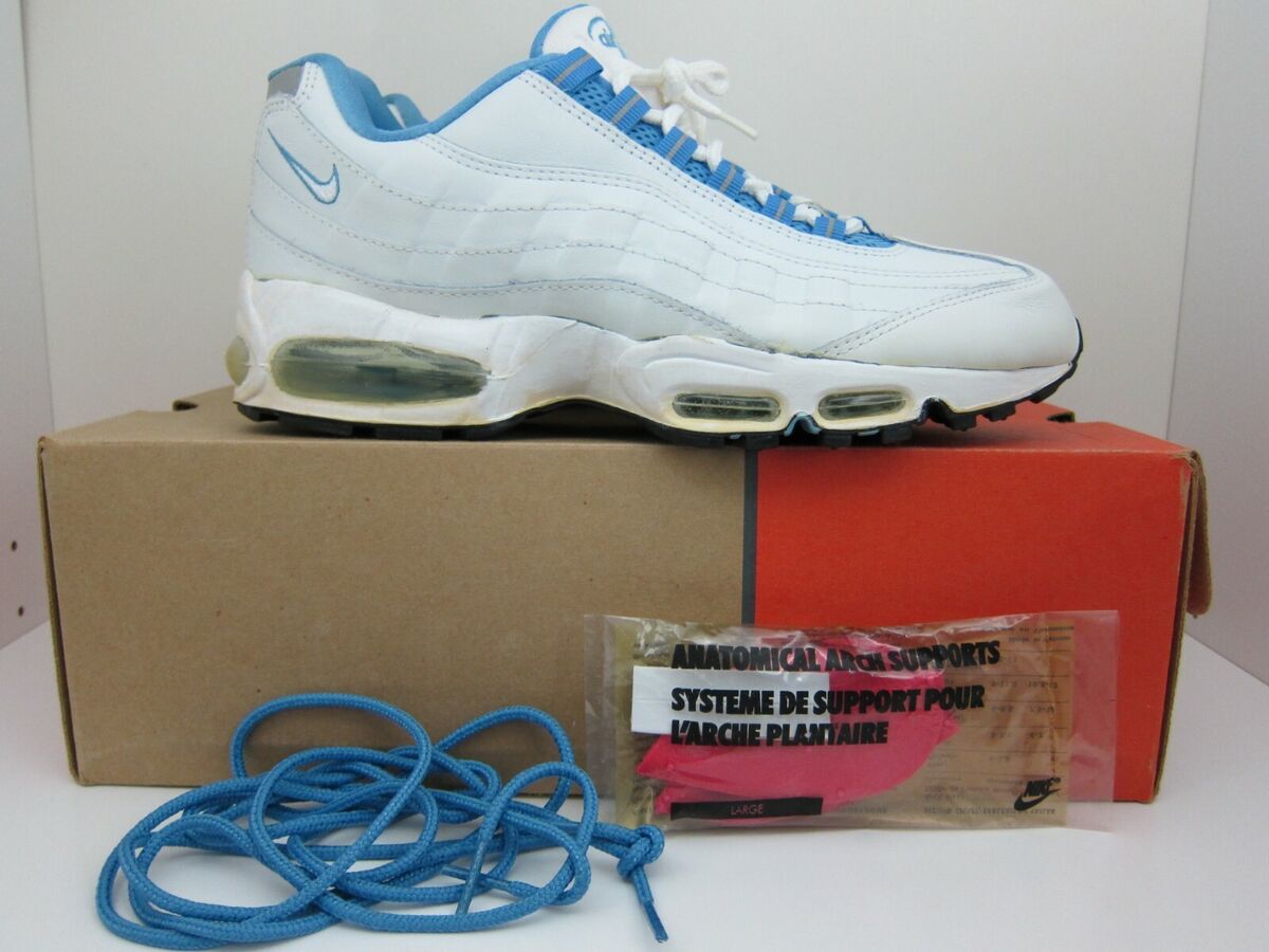 2002 Nike Air Max 95 604085142 - White/Columbia Blue - Size 2002 Nike Air Max 95 604085142 - White/Columbia Blue - Size