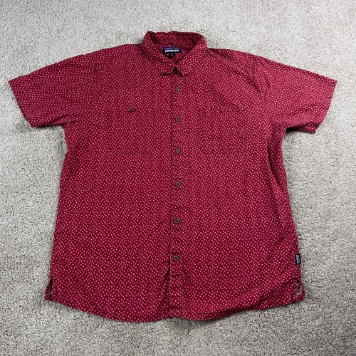 Patagonia Shirt Mens Extra Large Red Step Back Button Up Hiking Outdoors Hemp