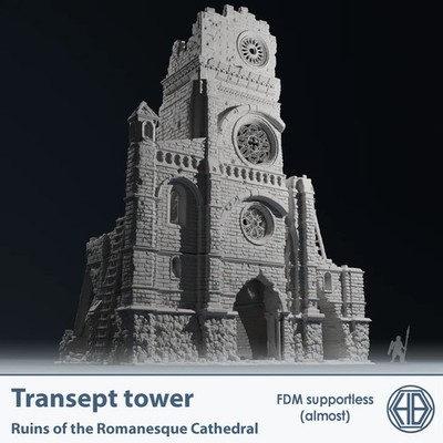 Romanesque Temple Transept Tower | Wargame Terrain |  Multi-Piece | FDM printed