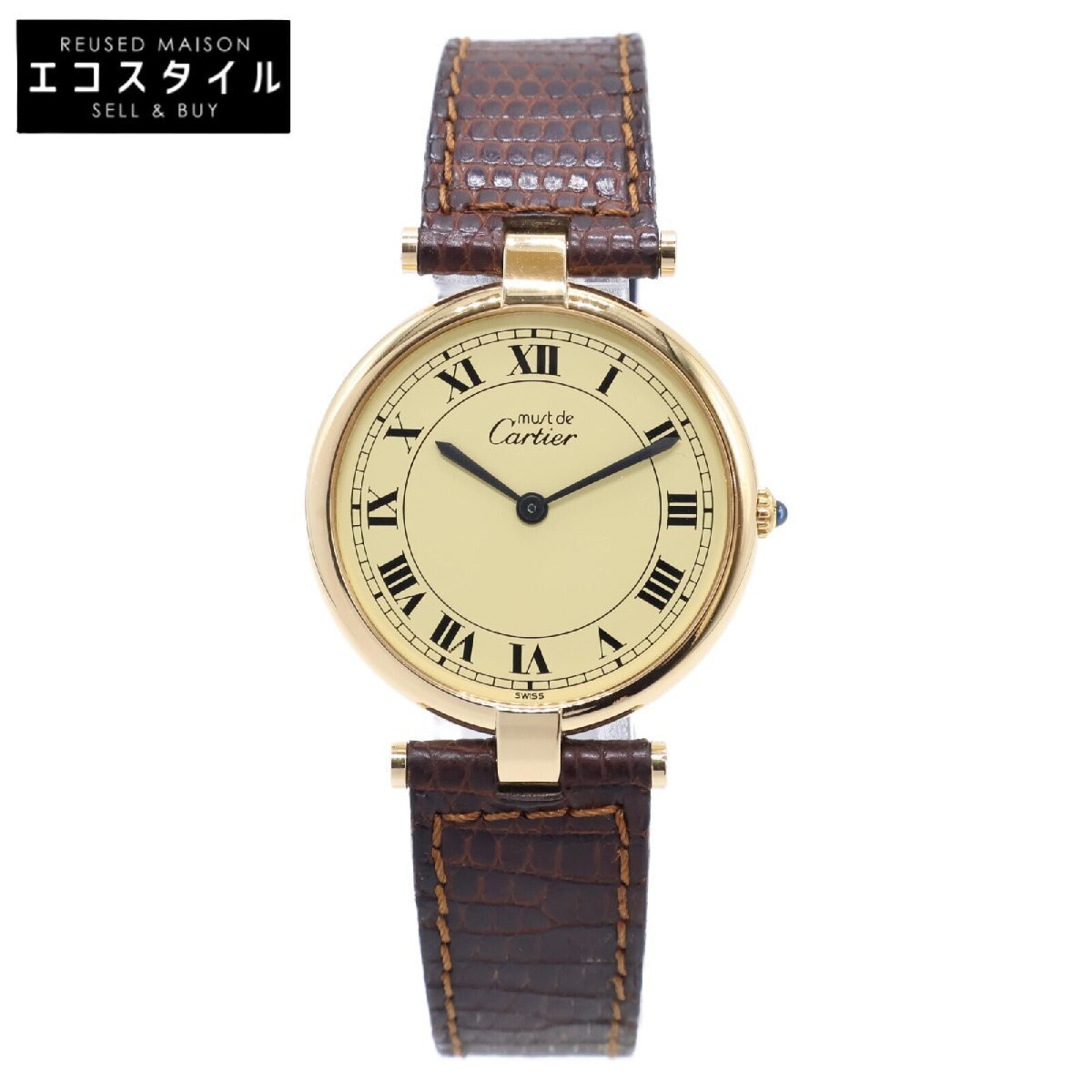 Cartier 925 Must Vendome Lm Quartz Women's Watch Brown Gold Condition From Japa