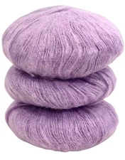 3-Mohair & Wool  & Acrylic Yarn Balls Lilac Dusty Purple  50 Grams Each NEW