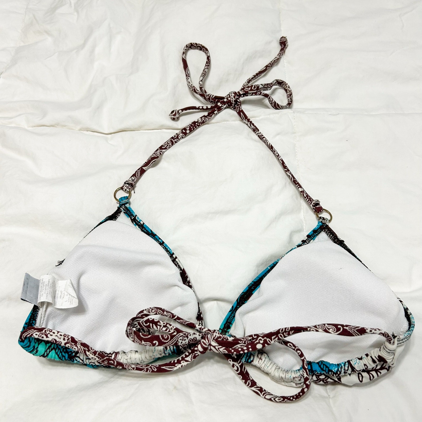 Split Reversible Triangle Bikini Top Boho Paisley… - image 2