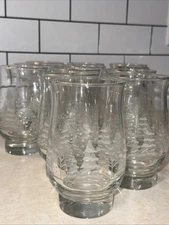 Set Of 12 Libby Christmas Scene Sleigh Drinking Glasses Holiday Etched