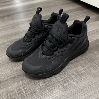 Nike Air Max 270 React  ''GS'' Running Shoe Triple Black BQ0103-004 Sz 5.5Y-7Wmns