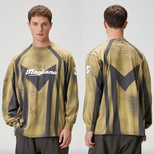 Magliano | Green & Gray Phantom Asymmetric Twisted Long Sleeve Logo T-Shirt XL