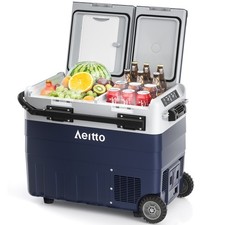 Aeitto Used 12 Volt Car Refrigerator, 52QT 50L Dual Temp Control Car Freezer