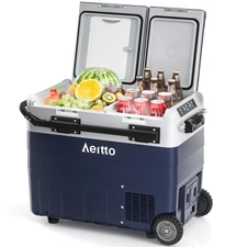 Aeitto Used 12 Volt Car Refrigerator, 52QT(50L) Dual Temp Control Car Freezer