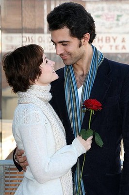 Actors Darius Danesh Jill Paice pose together to celebrate St Vale- Old Photo 1