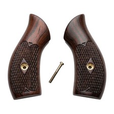 Unique Checkered Rosewood J Frame Grips Round Butt