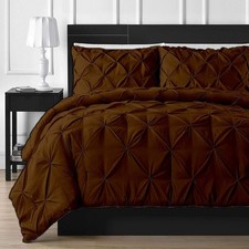 100 Cotton 600 Thread Count 5 Piece Pinch Pleated Duvet Set, 1 Piece Pinch P...