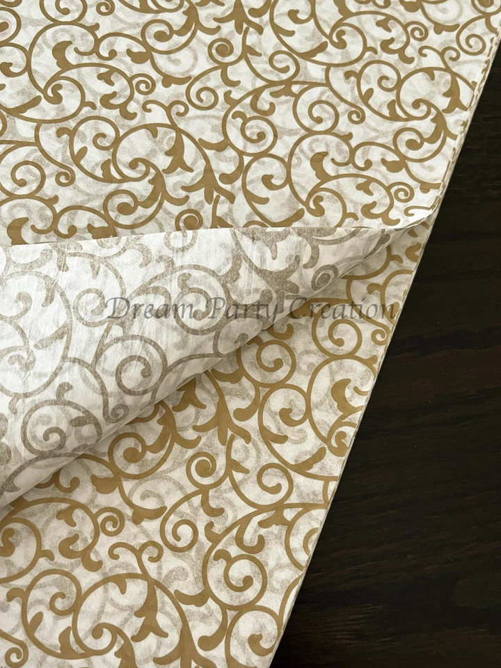 ELEGANT GOLD SCROLL Design Tissue Paper Sheets Choose Size & Package Amount - Image 4 of 4