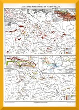 Nutzbare Mineralien in Deutschland+Geologische Landkarte 1895+ Bergbau, Freiberg