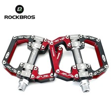 ROCKBROS Bike Platform Pedals Road MTB Aluminum Alloy Anti-slip 9/16” Black Red