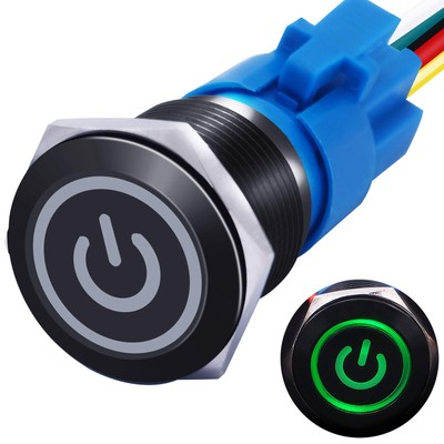 mxuteuk 19mm Waterproof Latching Push Button Switch 12V ON/Off Switch 1NO 1NC...