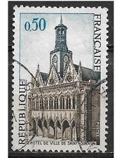 Timbre Oblitéré YT 1499 Hotel de ville de St QUENTIN 1966