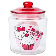 Silver Buffalo Sanrio Hello Kitty Cookie Glass Jar with Lid, 4  x 4  