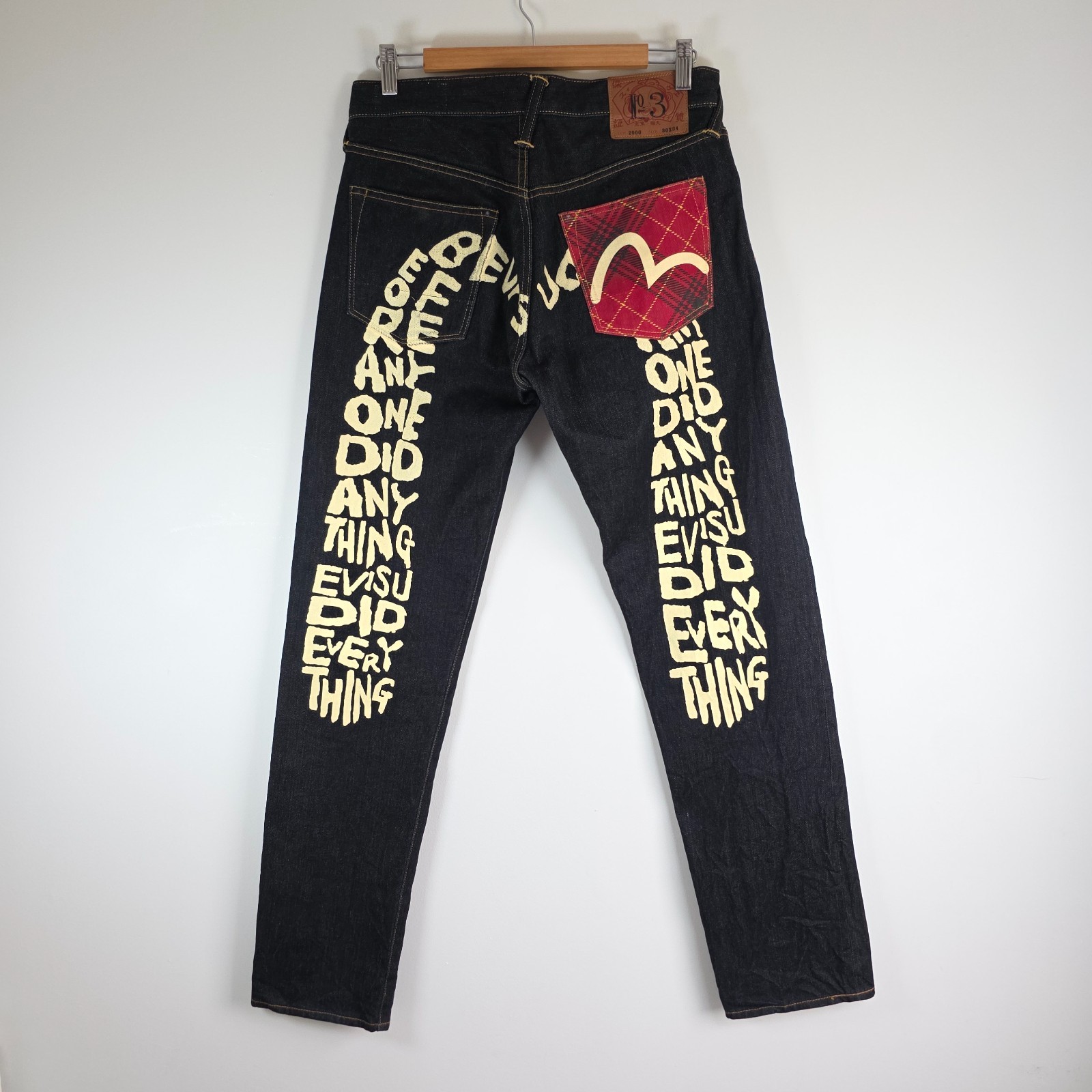 Evisu No 3 Lot 2000 Selvedge Jeans Mens W30 L34 Raw Denim Button Fly Japan Style image 4